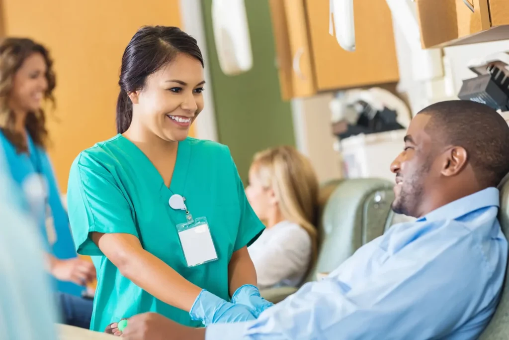 healthcare worker taking care of patient